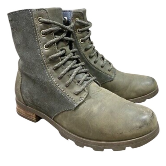 Sorel Shoes - Sorel Emelie Short Lace Waterproof Boots NL3309326 Shoes Green Womens Size 6.5